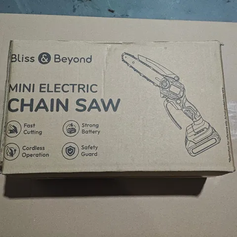 BLISS & BEYOND MINI ELECTRIC CHAINSAW – 21V MAX LITHIUM (BOXED)