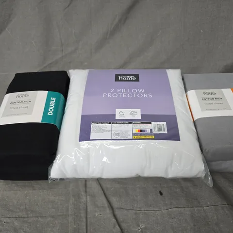 APPROXIMATELY 20 ASSORTED BEDDING ITEMS TO INCLUDE PILLOW PROTECTORS, FITTED SHEETS - COLLECTION ONLY