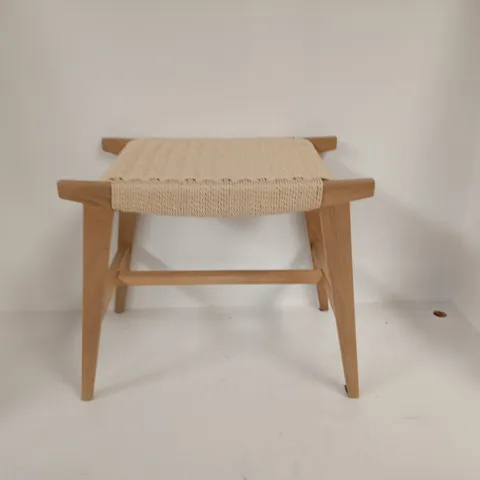 WOODEN STOOL WITH WICKER SEAT PAD