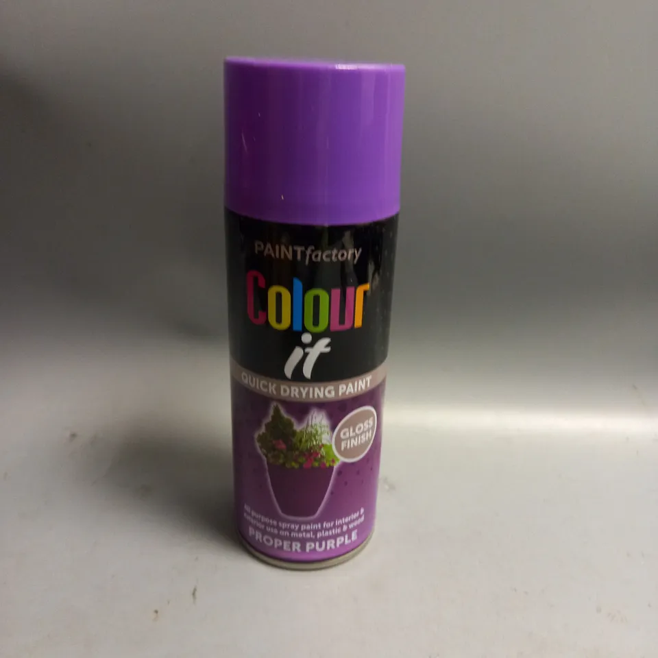 BOXED LOT OF 11 PAINT FACTORY PROPER PURPLE SPRAY PAINT GLOSS FINISH 400ML