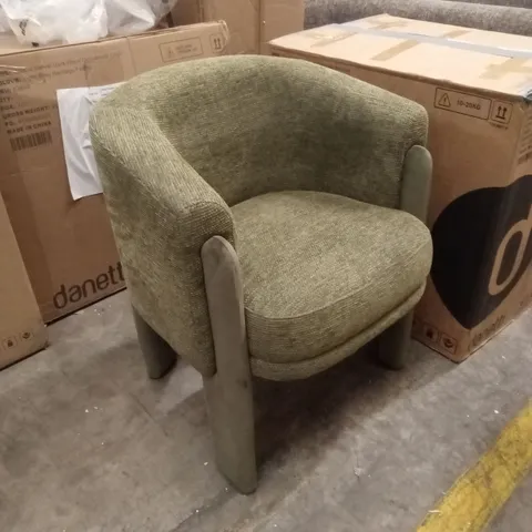 DANETTI DINA UPHOLSTERED DINING CHAIR, OLIVE GREEN CHENILLE AND VELVET