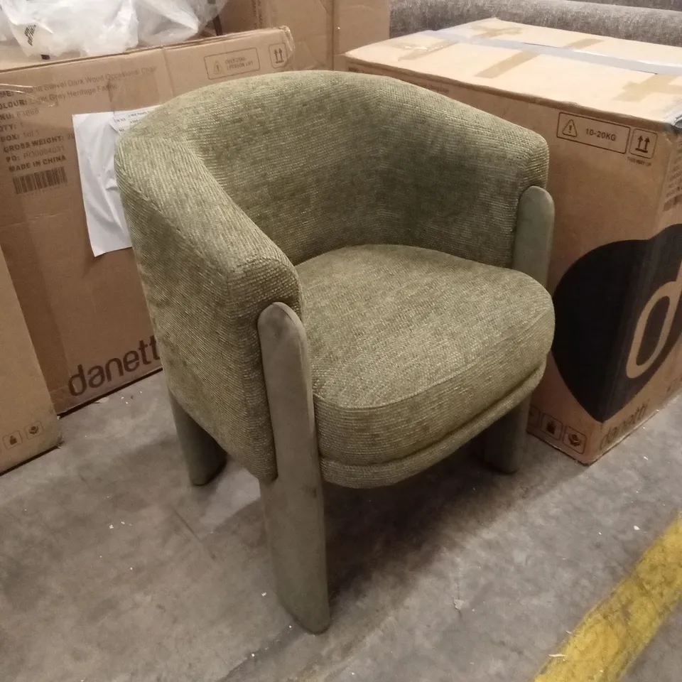 DANETTI DINA UPHOLSTERED DINING CHAIR, OLIVE GREEN CHENILLE AND VELVET 