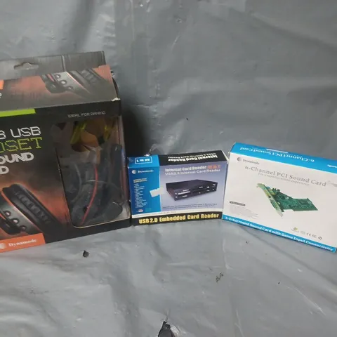 APPROXIMATELY 20 ELECTRICAL ITEMS TO INCLUDE HEADSETS, SOUND CARD AND AN EMBEDDED CARD READER