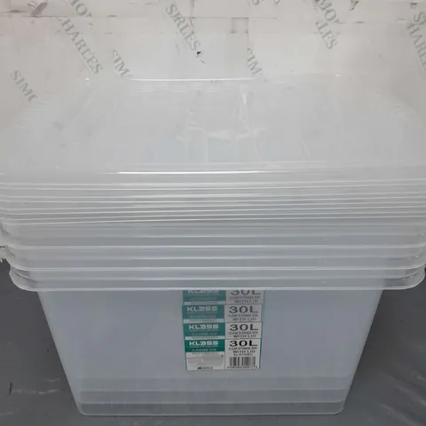 4 KLASS 30L CLEAR STORAGE BOXES WITH LIDS