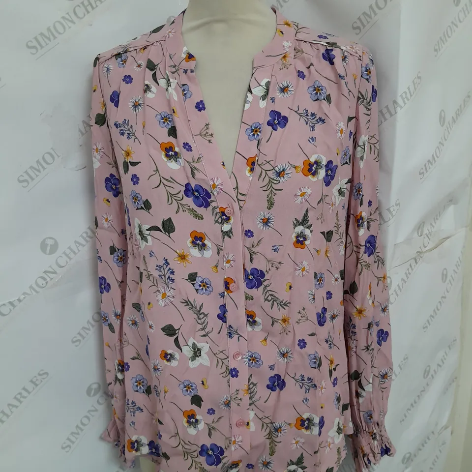 HOBBS LONDON SUTTON BLOUSE IN PINK FLORAL SIZE 8