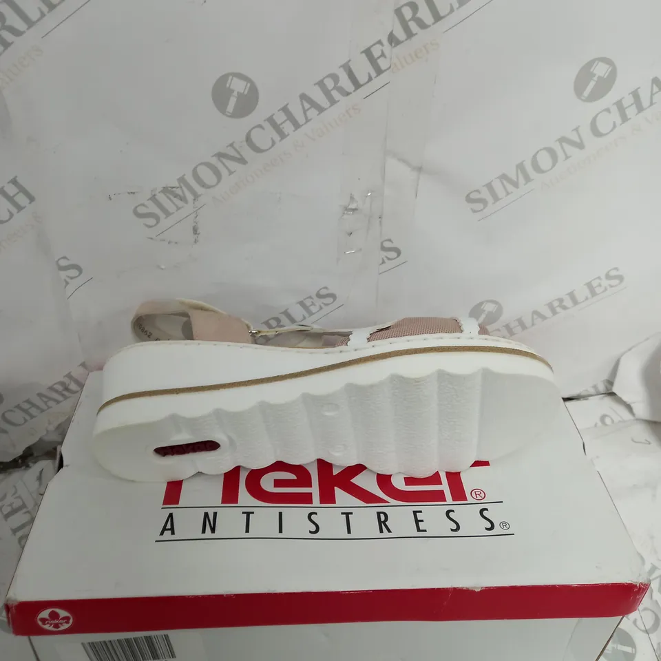 BOXED PAIR OF RIEKER PINK SANDAL SIZE 7.7