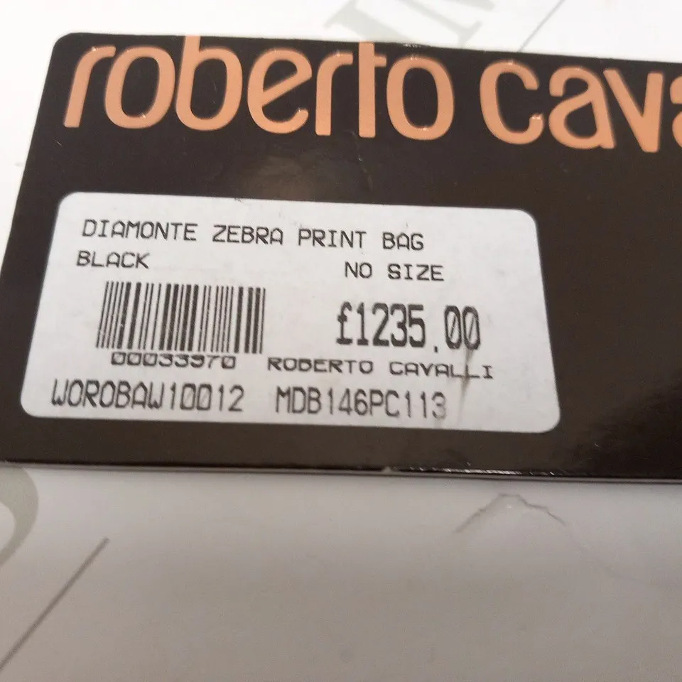 ROBERTO CAVALLI DIAMANTE ZEBRA PRINT BAG