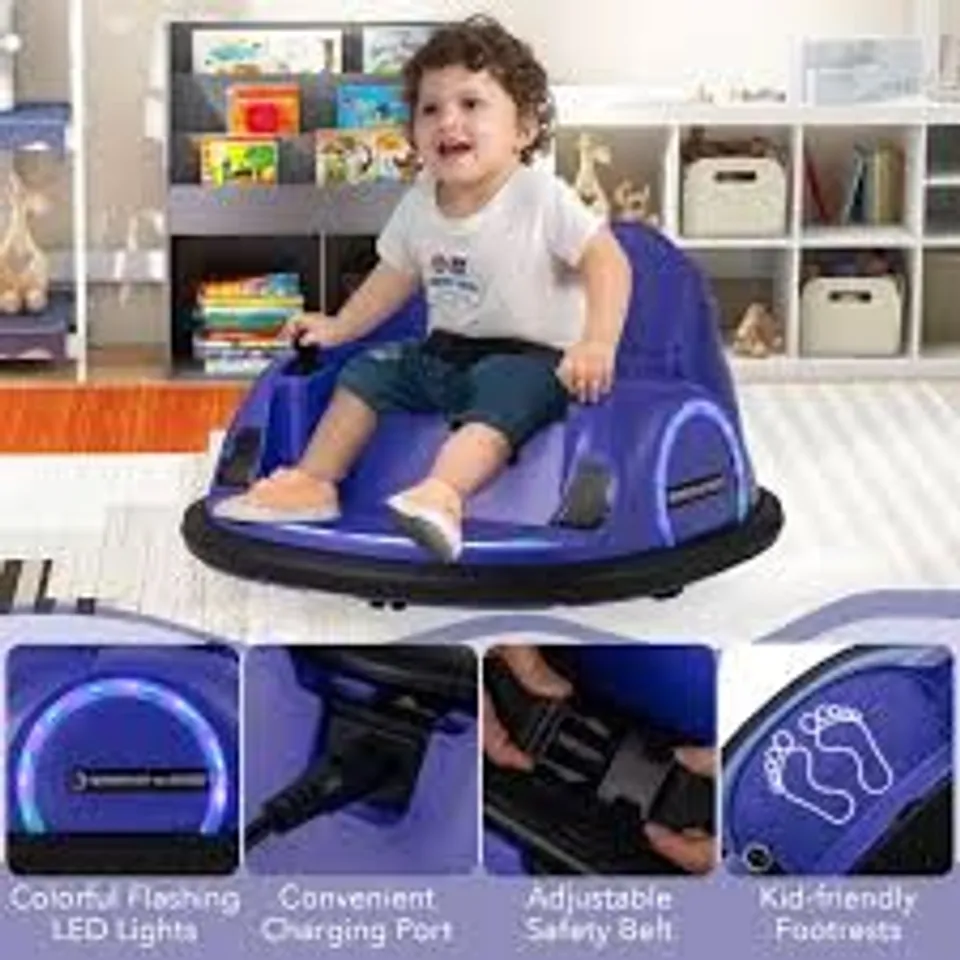 BOXED COSTWAY KIDS RIDE ON BATTERY POWERED BUMPING CAR WITH FLASHING LED LIGHTS