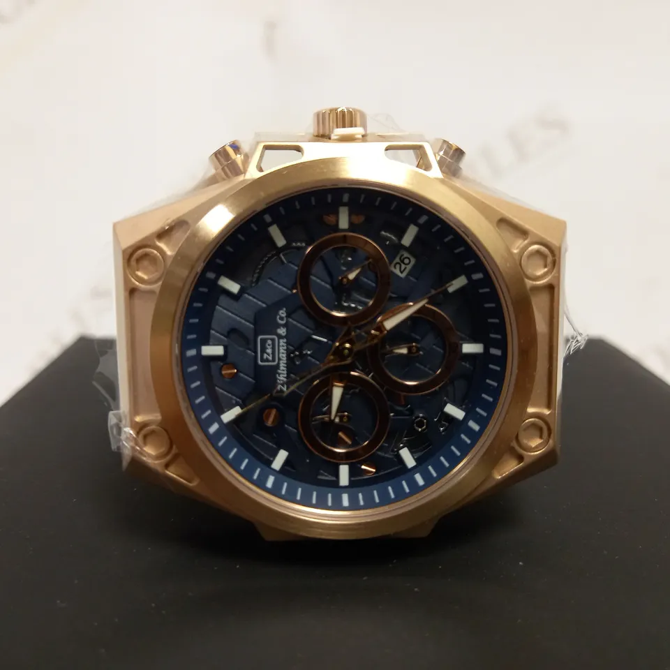 ZIHLMANN & CO TRIPLE DIAL STUD DETAIL RUBBER STRAP WATCH