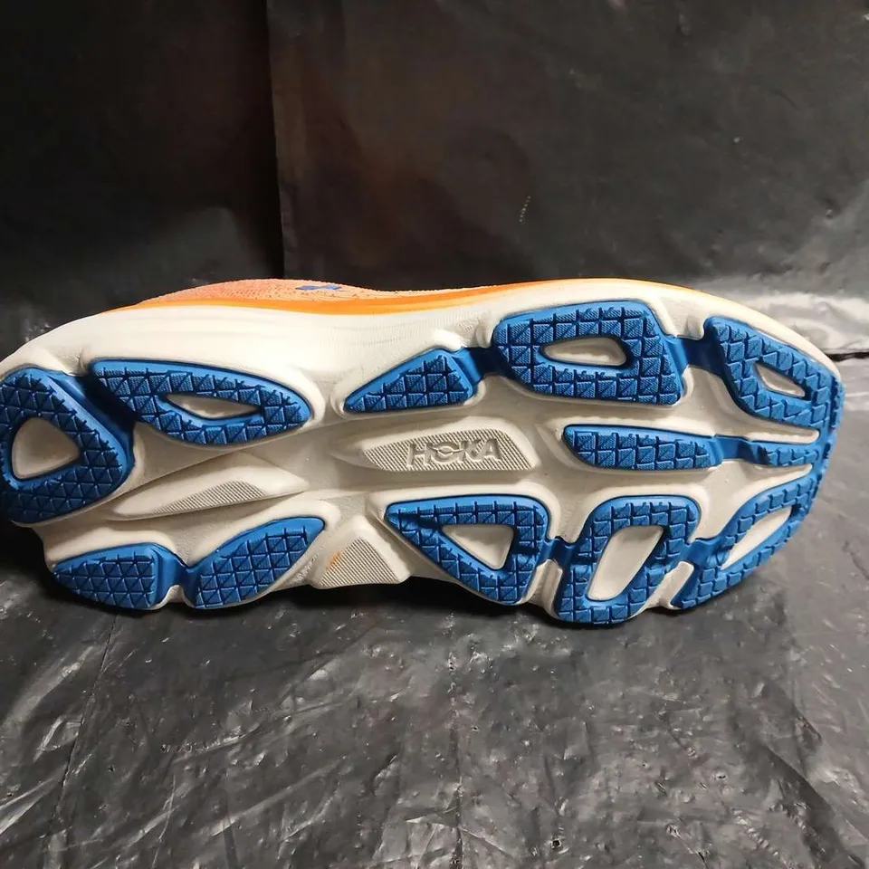 HOKA Running Shoes – Orange Mesh Upper with Blue Accents (Pair)