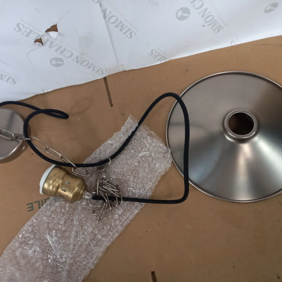 ESRA 1-LIGHT ANTIQUE CHROME AND BRASS PENDANT FIXTURE