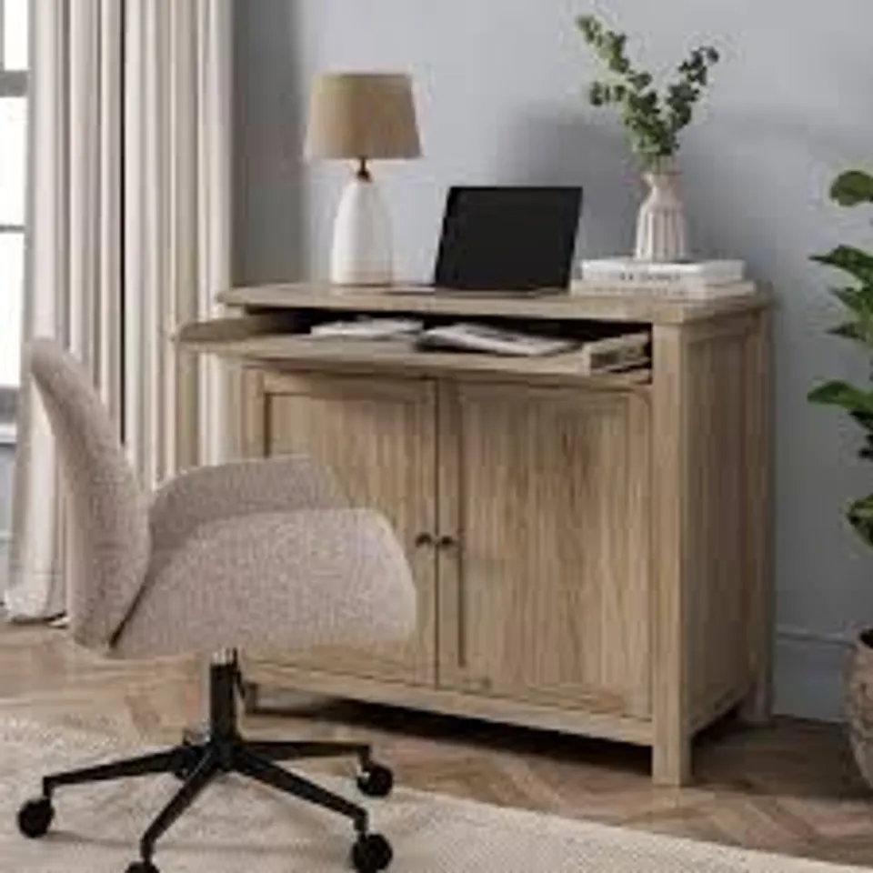 BOXED OLNEY SMALL HIDEAWAY CABINET - OAK (1 BOX)