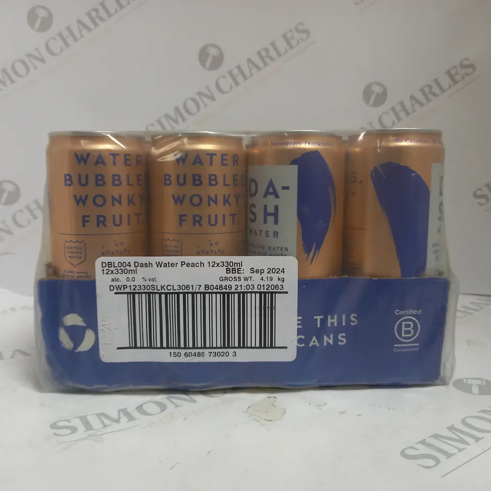 SEALED DASH WATER PEACH 12X330ML