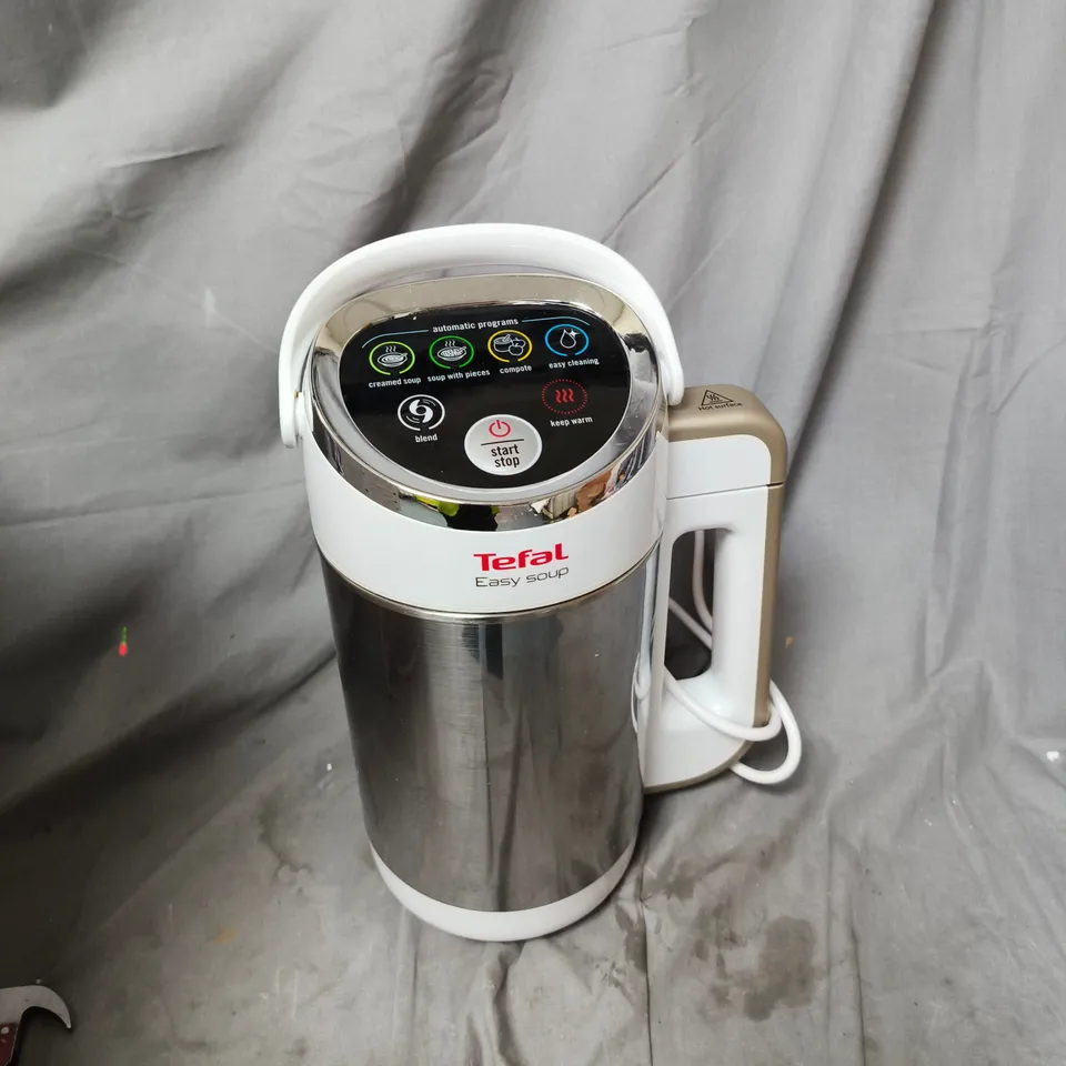 TEFAL EASY SOUP 1000W SOUP MAKER – STAINLESS STEEL & WHITE, UP TO 12L, 5 AUTO PROGRAMS (BOXED)