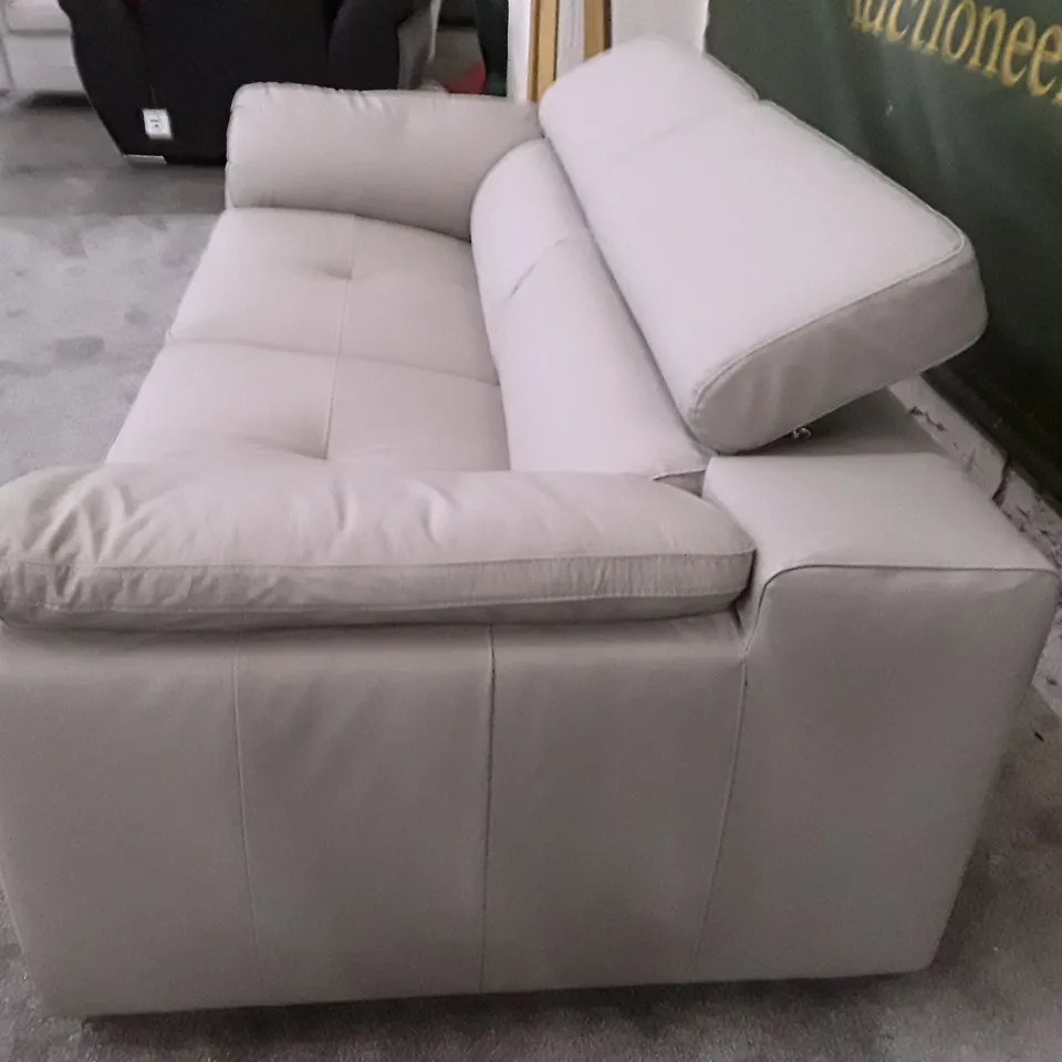 QUALITY DESIGNER 3 SEATER SOFA - IVORY LEATHER