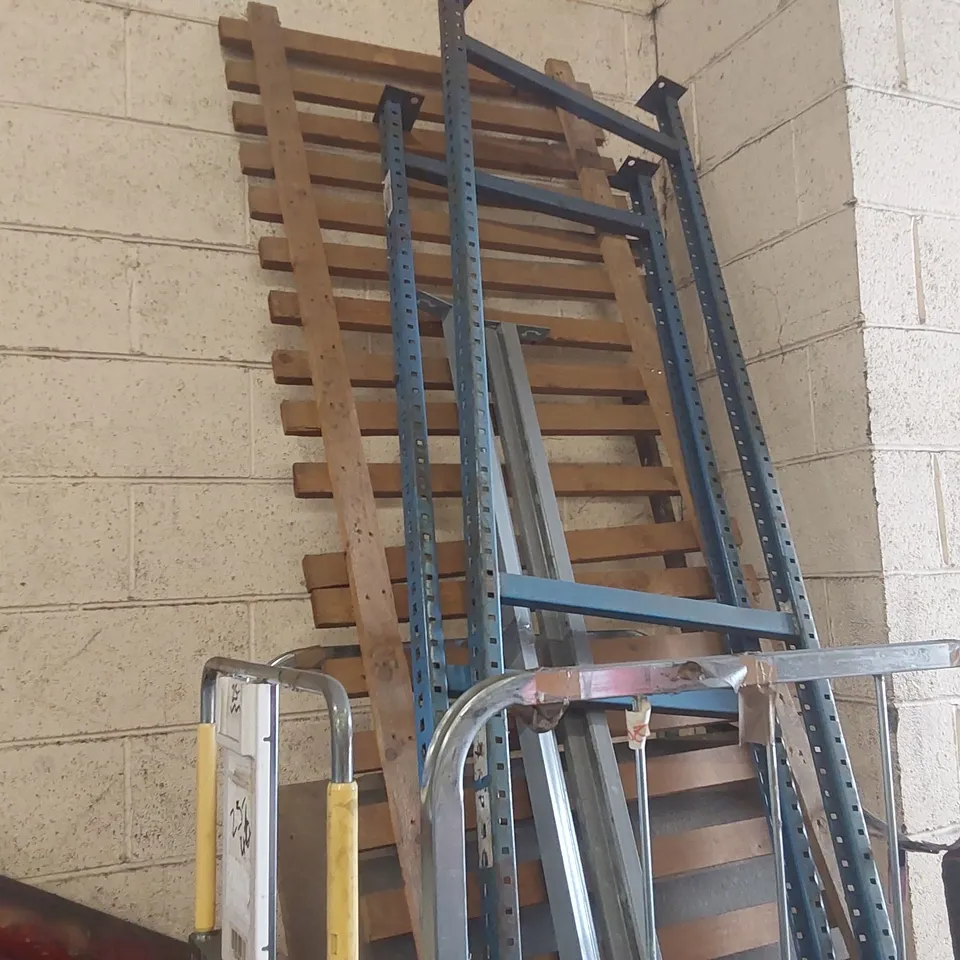 CAGE OF ASSORTED WAREHOUSE RACKING PARTS - CAGE NOT INCLUDED