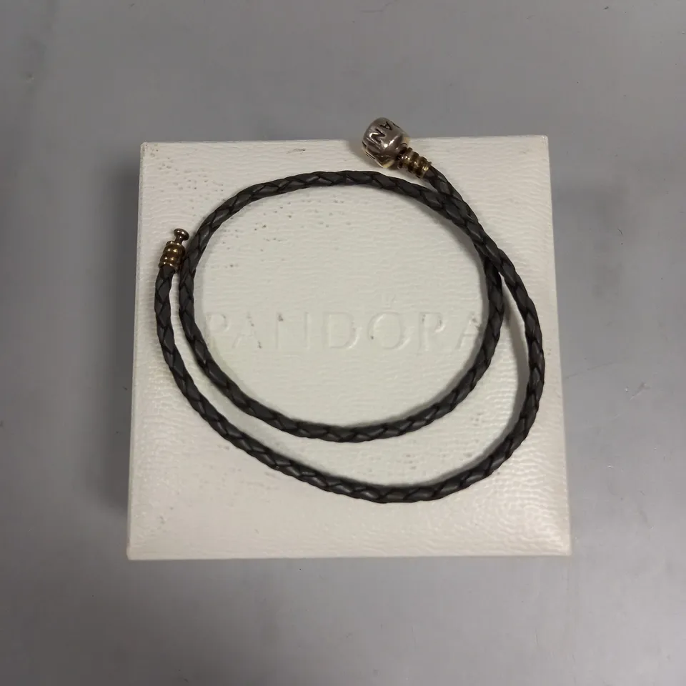 PANDORA MOMENTS WOVEN LEATHER BRACELET