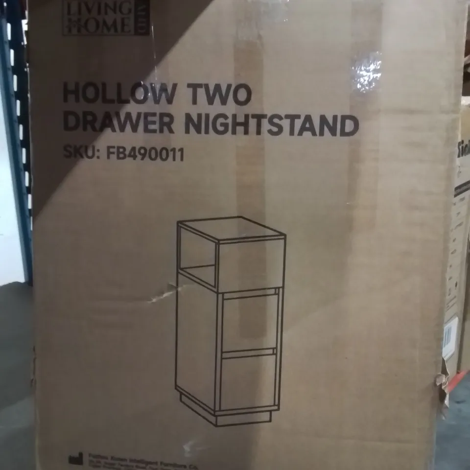 BOXED HOLLOW TWO DRAWER NIGHTSTAND 