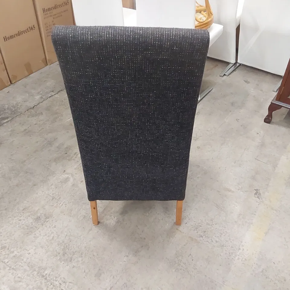 DESIGNER CHUNKY WEAVE FABRIC HIGH BACK UPHOLSTERED DINING CHAIR