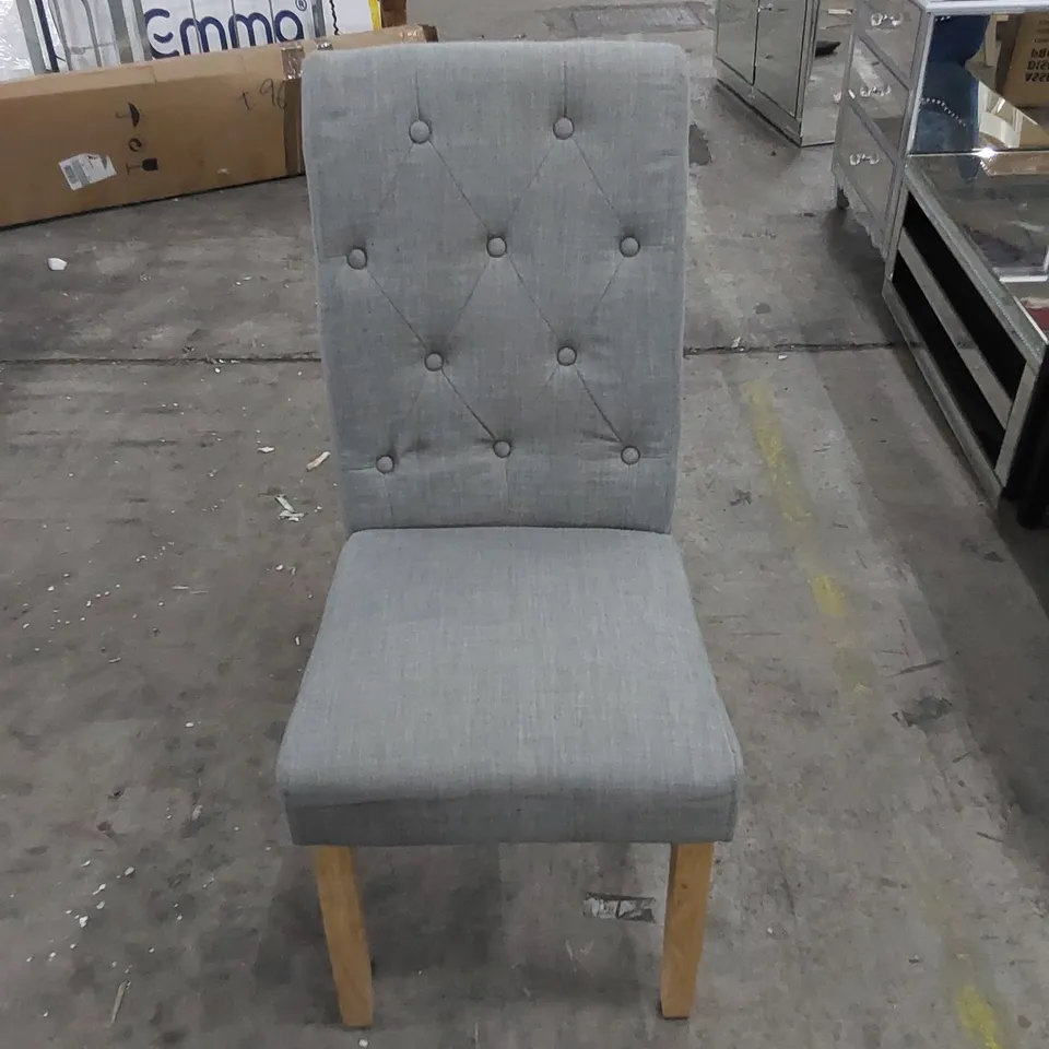 DESIGNER GREY LINEN DINING CHAIR 