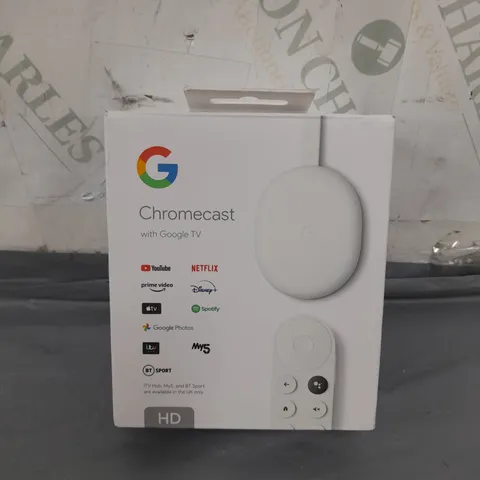 BOXED GOOGLE TV CHROMECAST IN WHITE 