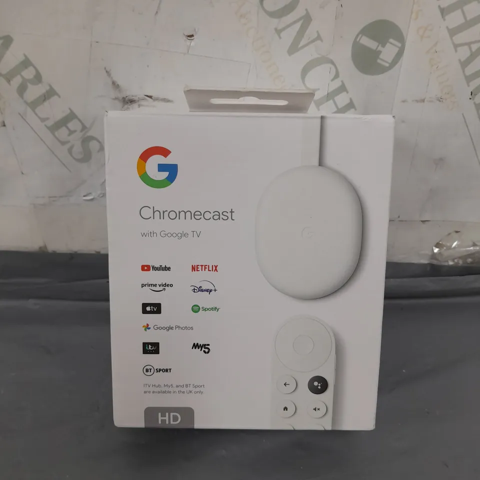 BOXED GOOGLE TV CHROMECAST IN WHITE 