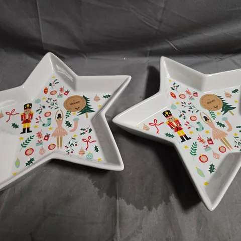 2 X NUTCRACKER THEMED LARGE STAR SNACK BOWLS 