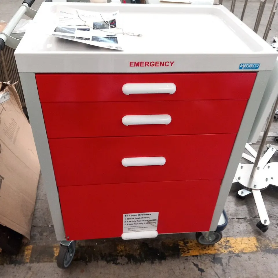 MEDISCO 4 DRAWER MOBILE UNIT(STOCKED WITH MEDICAL SUPPLIES)