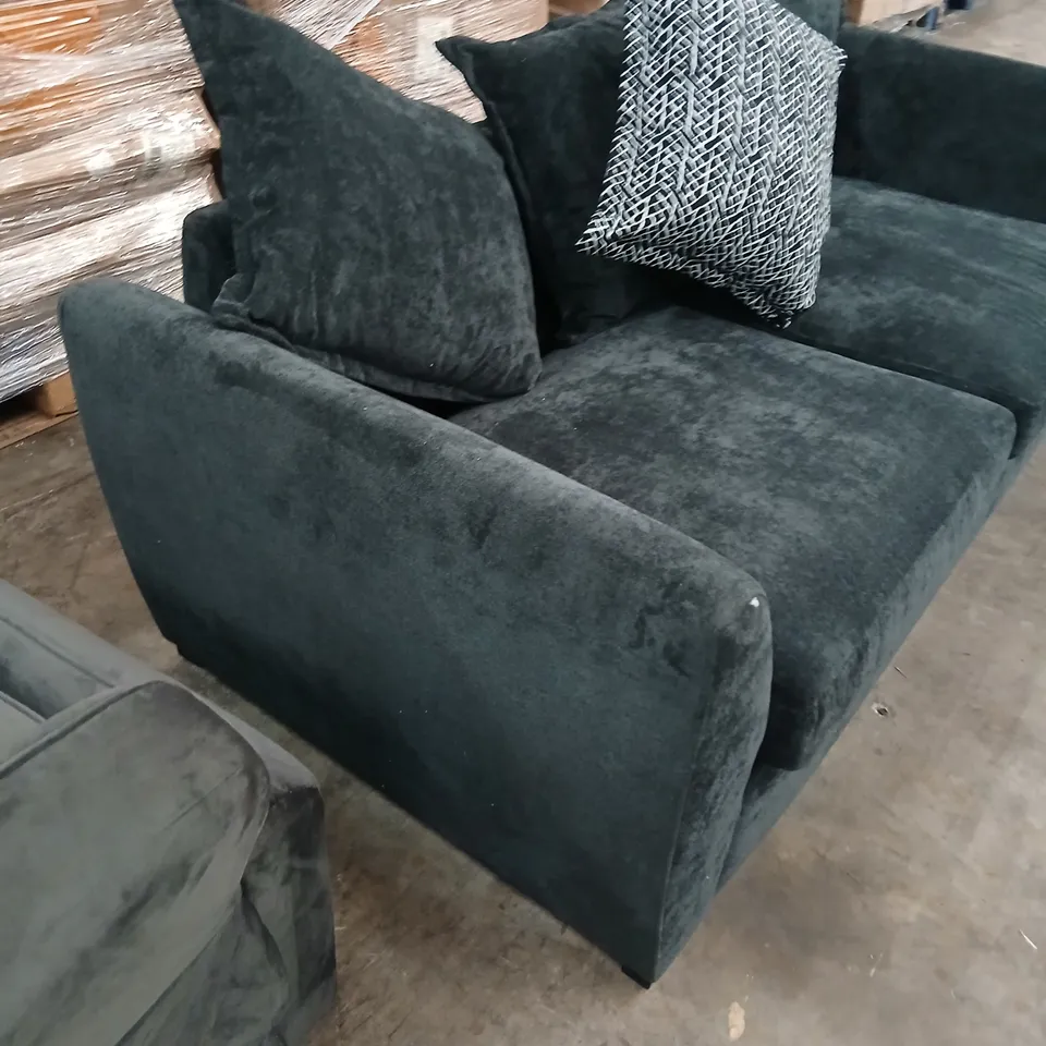 BLACK FABRIC TWO-SEAT SOFA WITH CUSHIONS