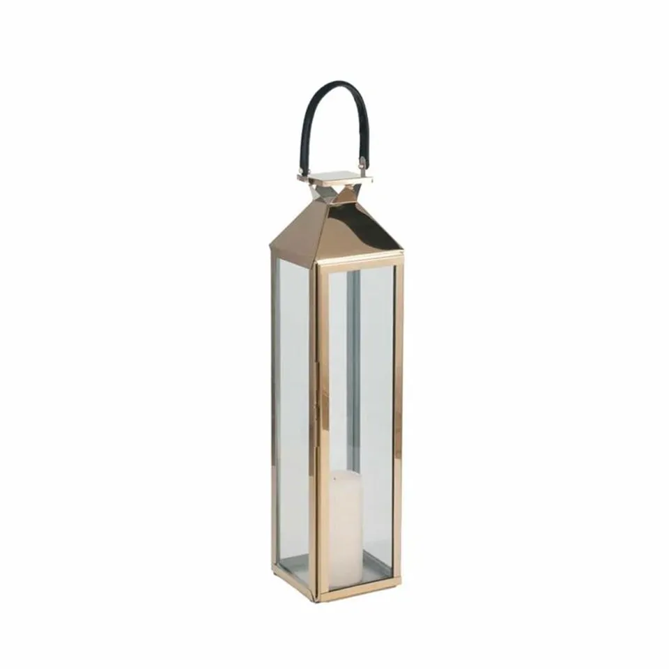 BOXED STAINLESS STEEL/GLASS LANTERN 
