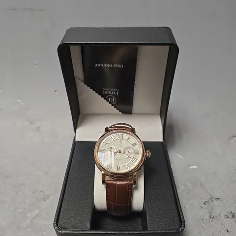ERNEST FERDINAND WATCH – FUNCTIONING SUB DIALS – LEATHER STRAP – GIFT BOX