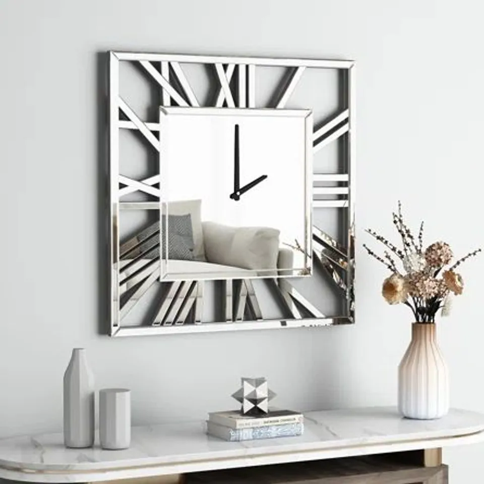 BOXED LARGE GLASS WALL CLOCK (1 BOX)