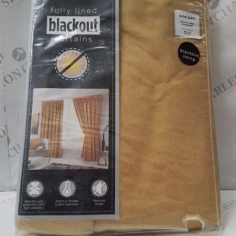BRAND NEW FUSION FULLY LINED BLACKOUT EYELET CURTAINS 117 X 137CM -YELLOW-