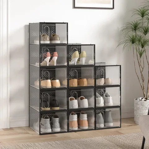 BOXED TODDINGTON 12 PAIR STACKABLE SHOE STORAGE BOX