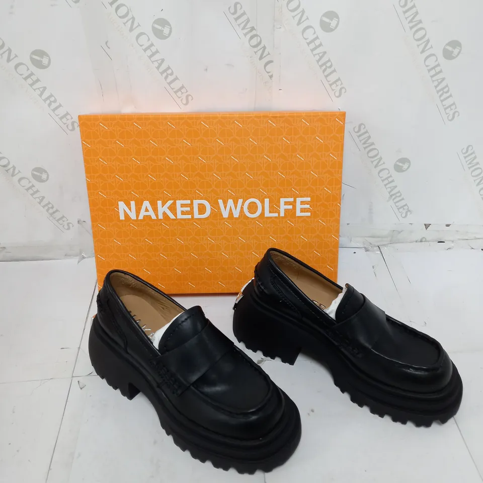 BOXED PAIR OF NAKED WOLFE SWISH BLACK UK 5.5
