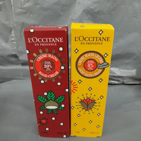 2 X BOXED L'OCCITANE HAND CREAM SETS