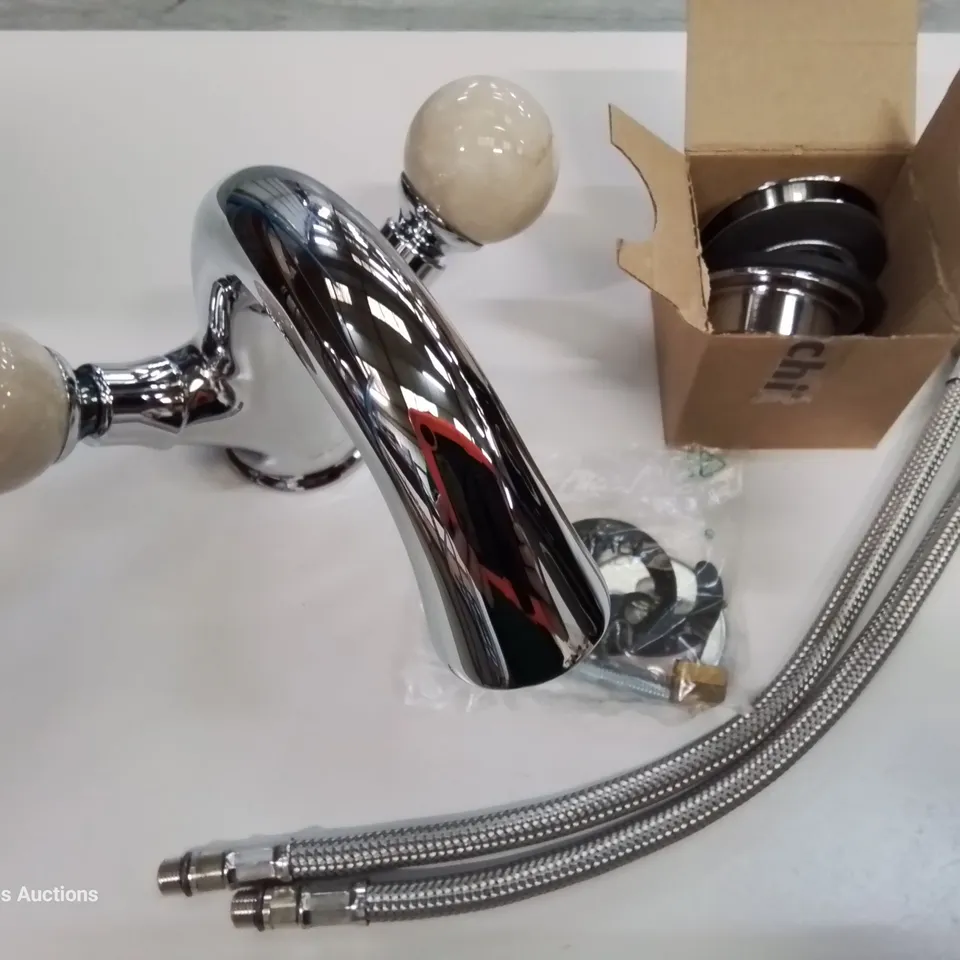 BOXED  BIANCHI BOHEME STONE CHROME SINGLE HOLE WASH BASIN MIXER WITH AUTO POP UP WASTE