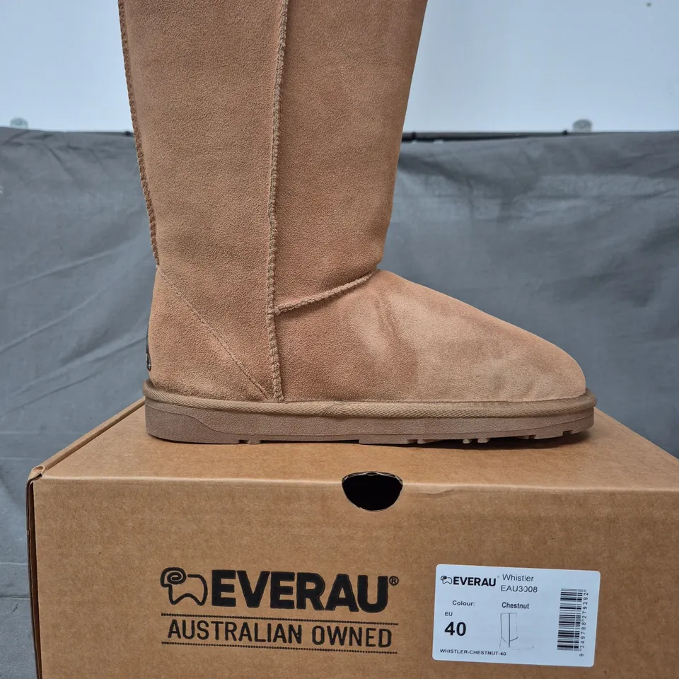 EVERAU WHISTLER CHESTNUT TALL BOOTS – WOMEN'S SUEDE KNEE-HIGH BOOTS, UK 7 (EU 40)