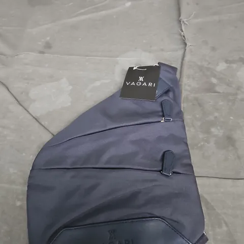 VAGARI SLING BAG – NAVY NYLON WITH LEATHER BASE