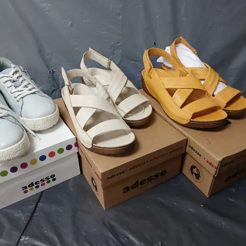 APPROXIMATELY 10 BOXED PAIRS OF ADESSO FOOTWEAR ITEMS IN VARIOUS SIZES & COLOURS TO INCLUDE LACE UP TRAINERS AND OPEN TOE SHOES - COLLECTION ONLY