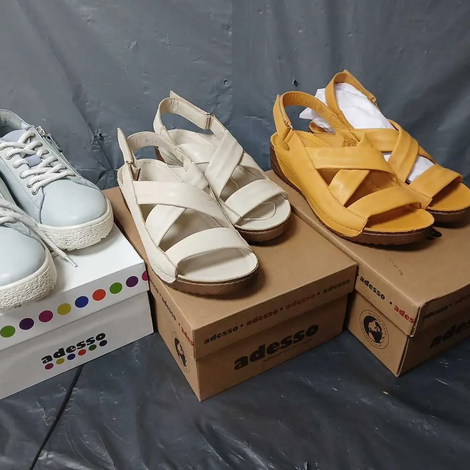 APPROXIMATELY 10 BOXED PAIRS OF ADESSO FOOTWEAR ITEMS IN VARIOUS SIZES & COLOURS TO INCLUDE LACE UP TRAINERS AND OPEN TOE SHOES - COLLECTION ONLY