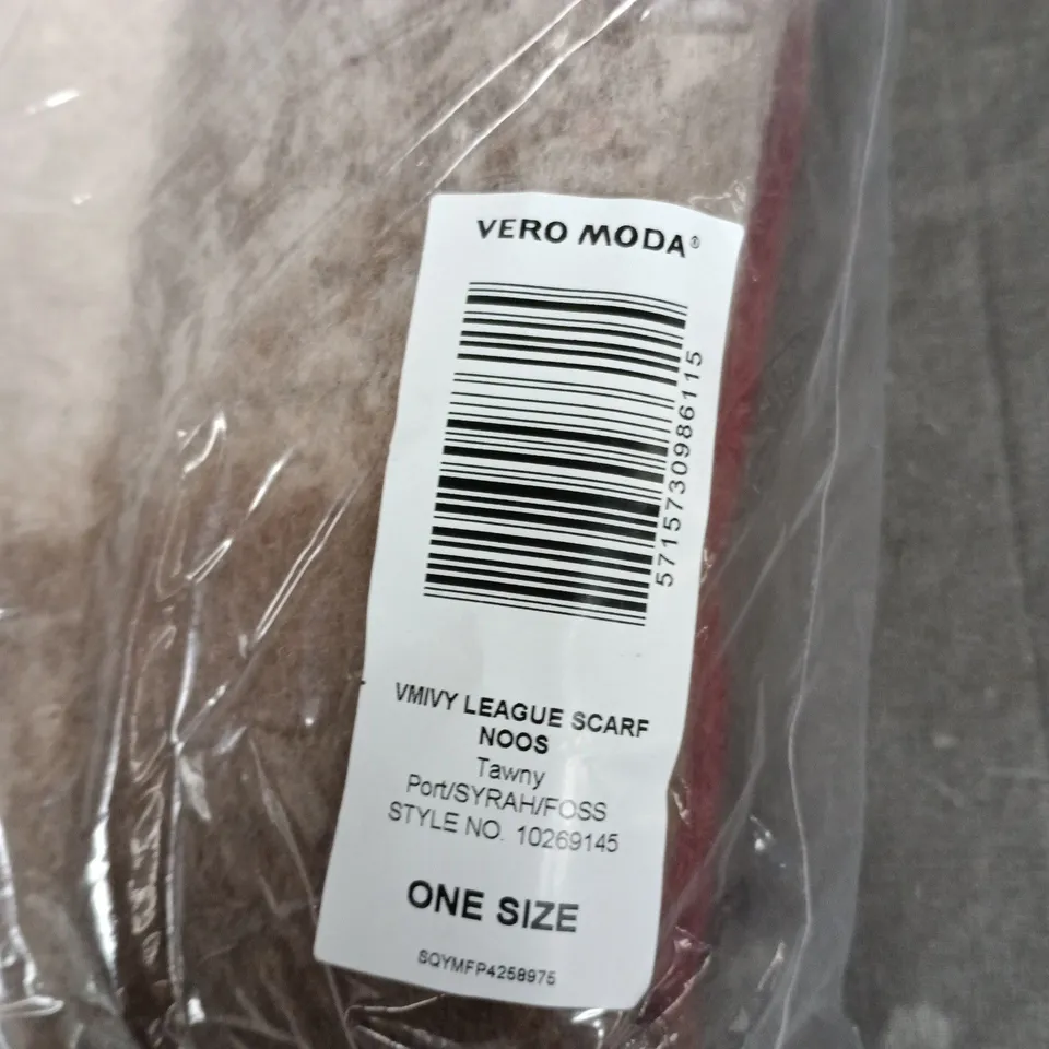 BAGGED VERO MODA LEAGUE SCARF NOOS – ONE SIZE – TAWNY PORT / SYRAH / FOSS