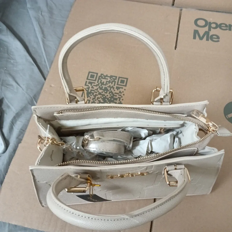 BEBE ZENIA EMBOSSED SATCHEL – LT TAUPE