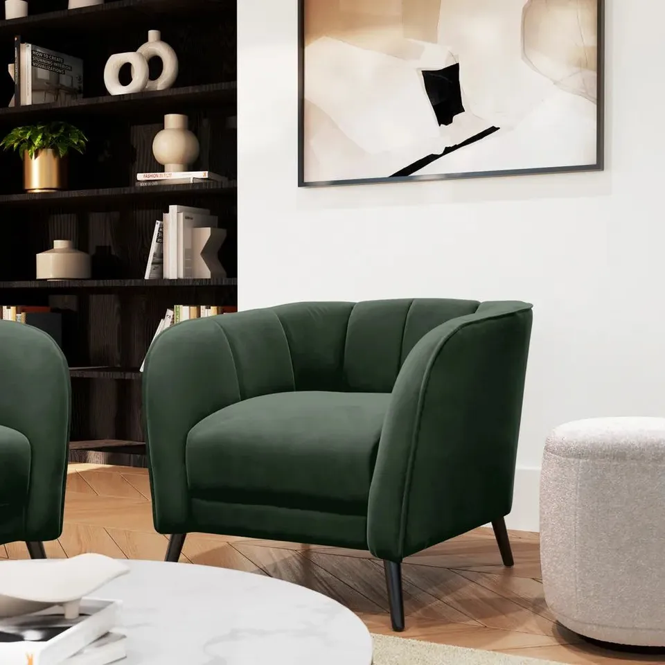 BOXED LOREN ARMCHAIR, MOSS GREEN CLASSIC VELVET