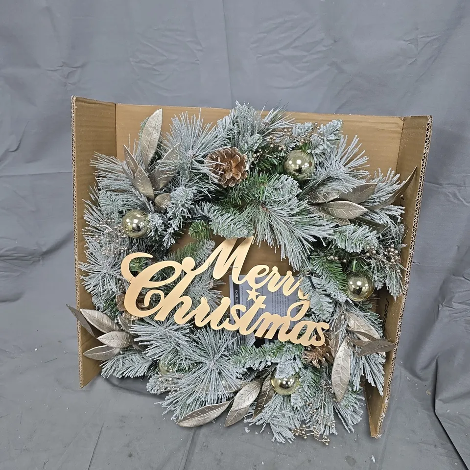 60 CM PRE LIT MERRY CHRISTMAS WREATH