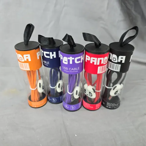 APPROXIMATELY 17 ASSORTED PATCH USB LIGHTNING CONNECTORS CABLES TO INCLUDE ORANGE, NAVY, PURPLE, RED & BLACK VARIATIONS 