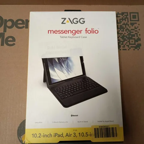 BOXED ZAGG MESSENGER FOLIO TABLET KEYBOARD CASE FOR 10.2-INCH IPAD AIR 3