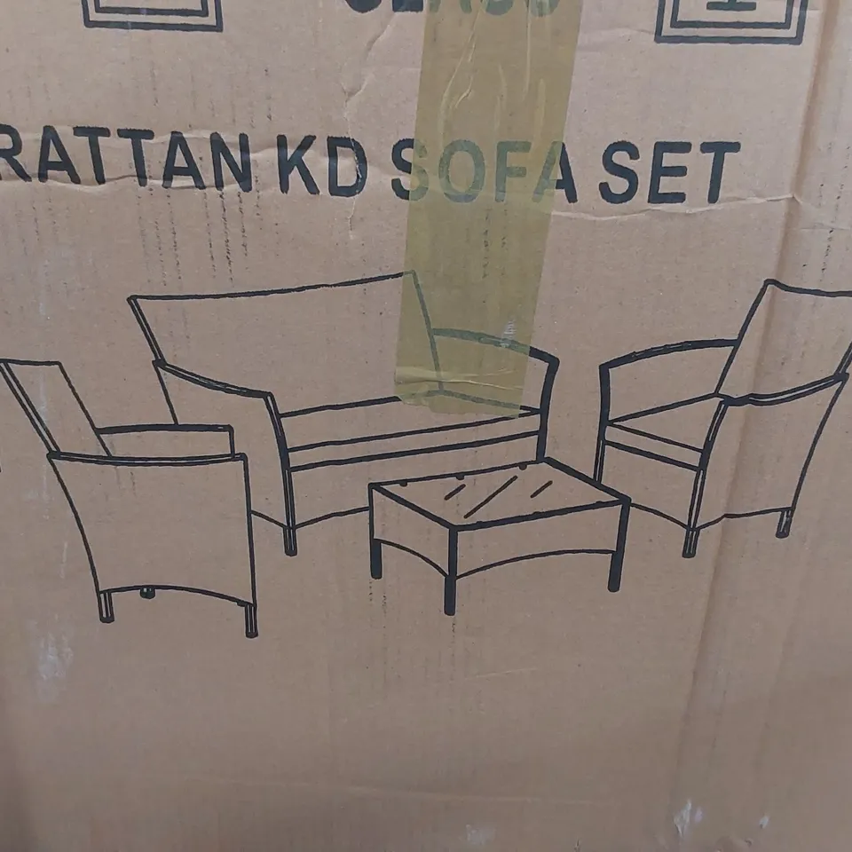 BOXED 4PC RATTAN PATIO/GARDEN SET - GREY (1 BOX)