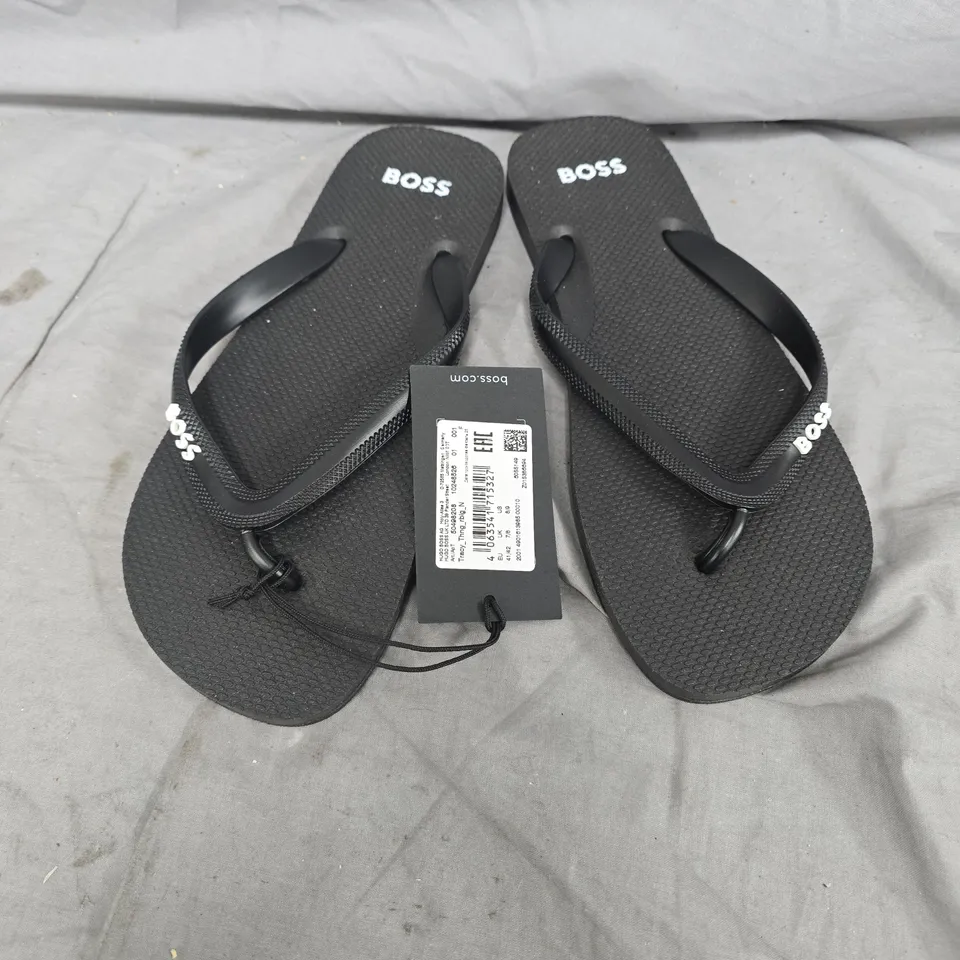 HUGO BOSS FLIP FLOPS – BLACK, MEN'S UK 7-8 (EU 41-42)