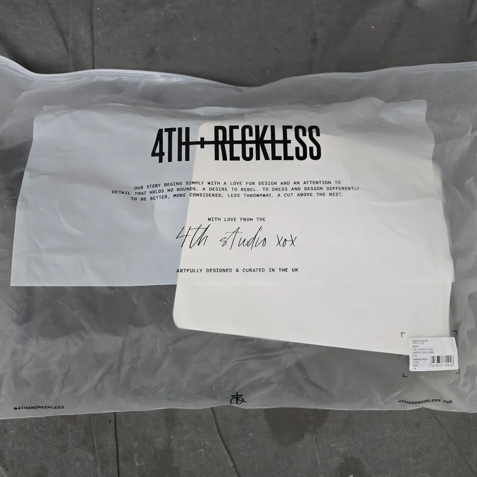 BAGGED 4TH RECKLESS TABI TRENCH COAT IN KHAKI SIZE 6